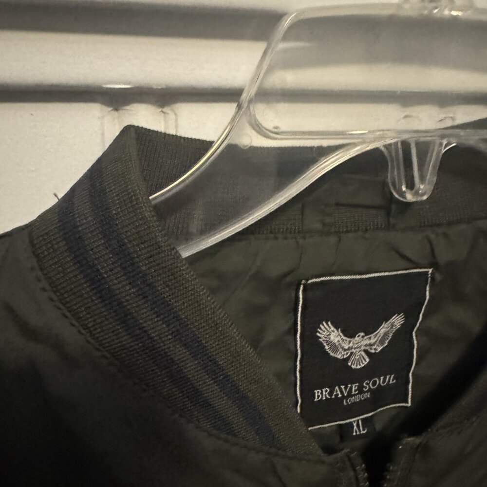 Men's Army Green Bomber Jacket by Brave Soul London - Size XL - Picture 4 of 10